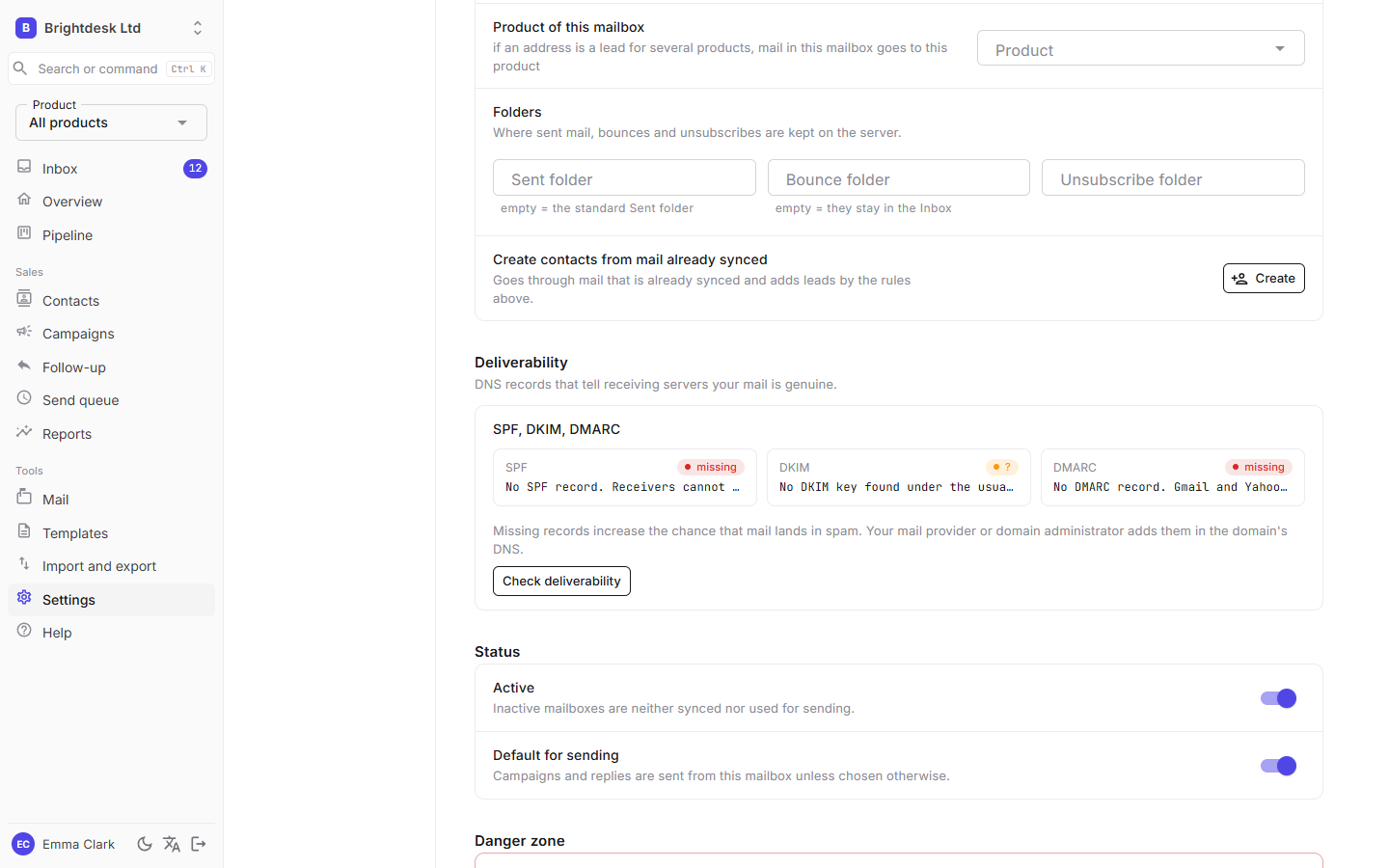 Mailbox deliverability check