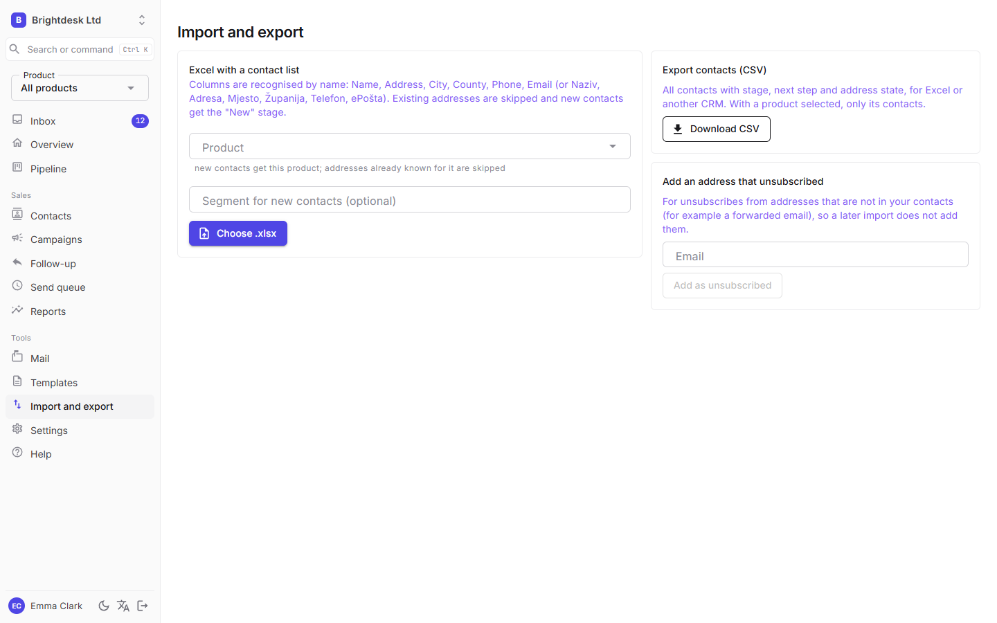 Import and export